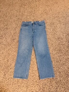 Frank & Eileen Monaghan Button Fly High Rise Raw Hem Straight Leg Mom Jeans 31